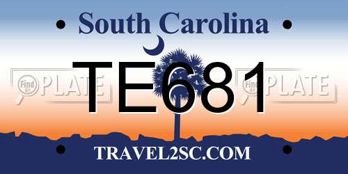 TE681 South Carolina License Plate