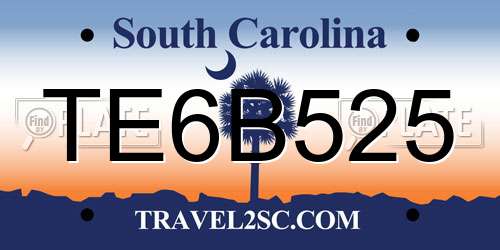TE6B525 South Carolina License Plate