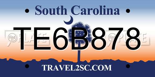 TE6B878 South Carolina License Plate