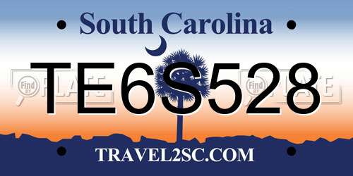TE6S528 South Carolina License Plate