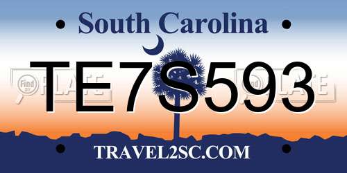 TE7S593 South Carolina License Plate