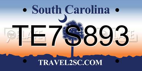 TE7S893 South Carolina License Plate