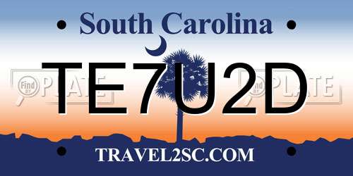 TE7U2D South Carolina License Plate