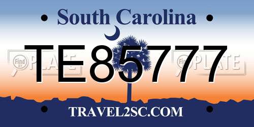 TE85777 South Carolina License Plate