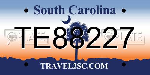 TE88227 South Carolina License Plate