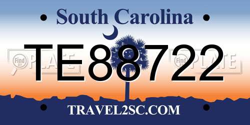 TE88722 South Carolina License Plate