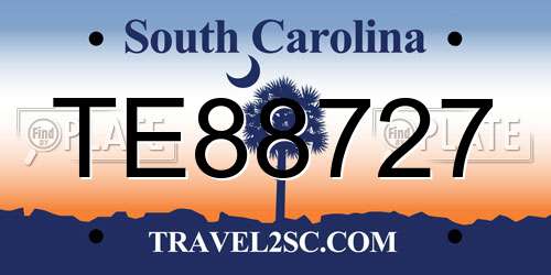 TE88727 South Carolina License Plate