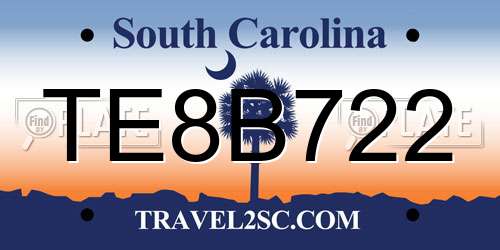 TE8B722 South Carolina License Plate