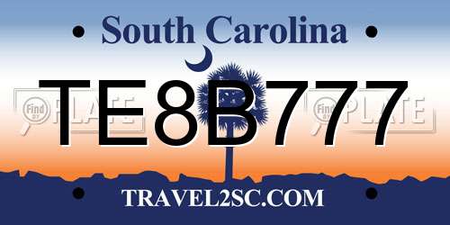 TE8B777 South Carolina License Plate