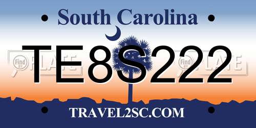 TE8S222 South Carolina License Plate