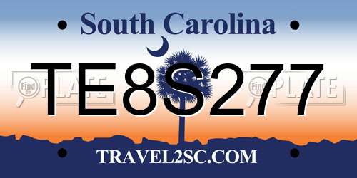 TE8S277 South Carolina License Plate