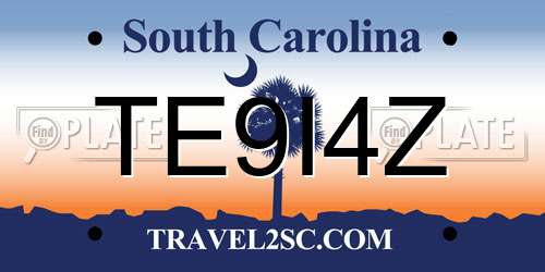 TE9I4Z South Carolina License Plate
