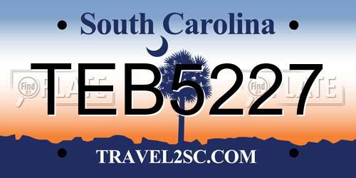 TEB5227 South Carolina License Plate