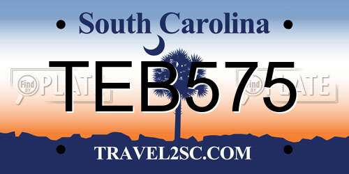TEB575 South Carolina License Plate