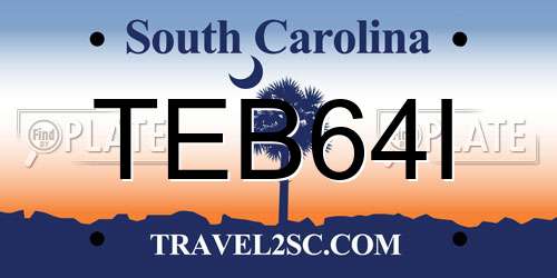 TEB64I South Carolina License Plate