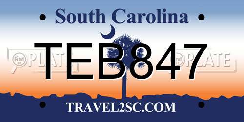 TEB847 South Carolina License Plate