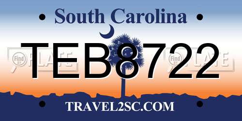 TEB8722 South Carolina License Plate