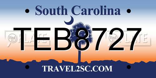 TEB8727 South Carolina License Plate