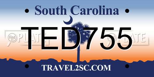 TED755 South Carolina License Plate
