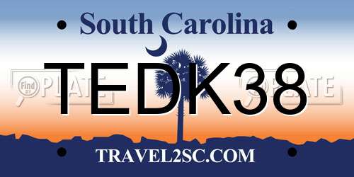 TEDK38 South Carolina License Plate