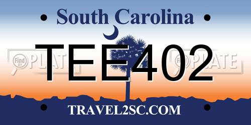 TEE402 South Carolina License Plate