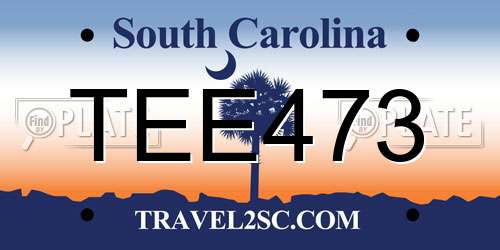TEE473 South Carolina License Plate