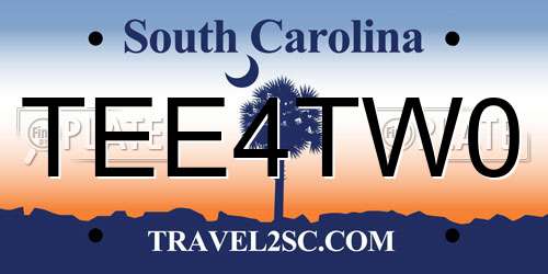 TEE4TW0 South Carolina License Plate