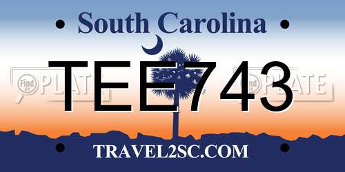 TEE743 South Carolina License Plate