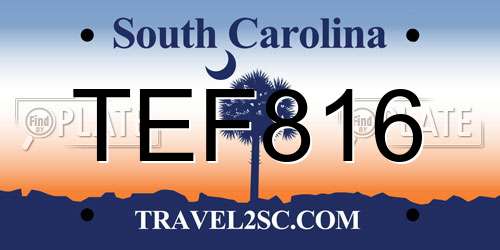 TEF816 South Carolina License Plate