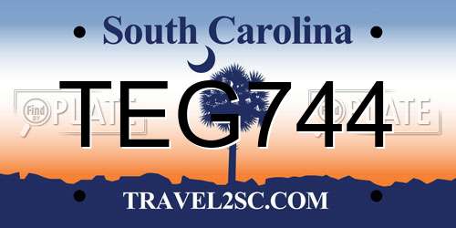 TEG744 South Carolina License Plate