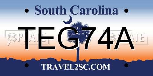 TEG74A South Carolina License Plate