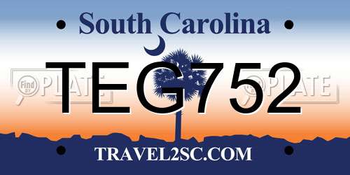 TEG752 South Carolina License Plate