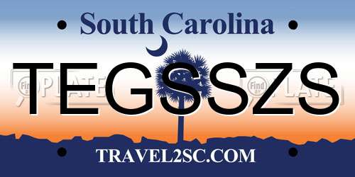 TEGSSZS South Carolina License Plate