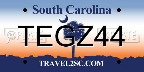 TEGZ44 South Carolina License Plate
