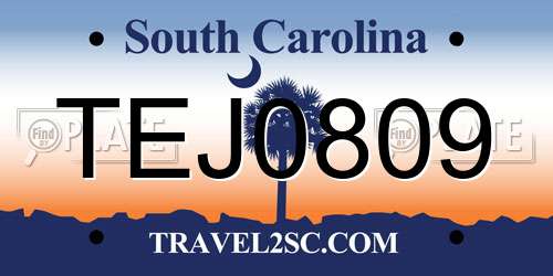 TEJ0809 South Carolina License Plate
