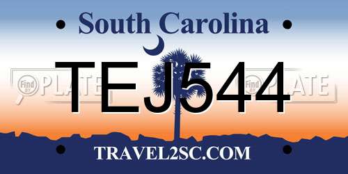 TEJ544 South Carolina License Plate