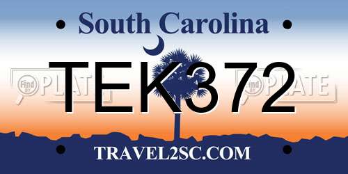 TEK372 South Carolina License Plate