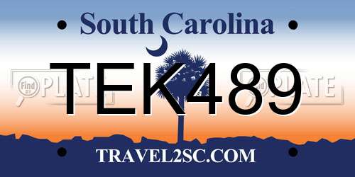 TEK489 South Carolina License Plate