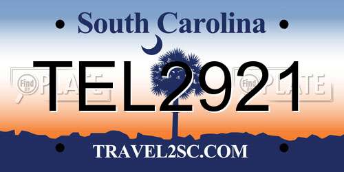 TEL2921 South Carolina License Plate