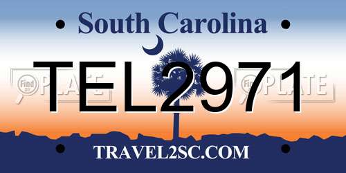 TEL2971 South Carolina License Plate