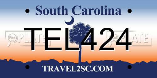 TEL424 South Carolina License Plate