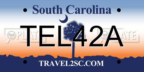 TEL42A South Carolina License Plate