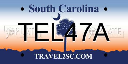 TEL47A South Carolina License Plate