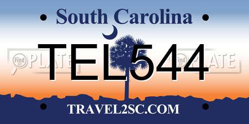 TEL544 South Carolina License Plate