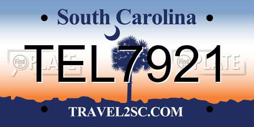 TEL7921 South Carolina License Plate