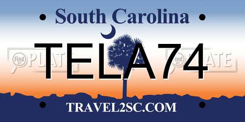 TELA74 South Carolina License Plate