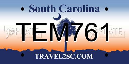 TEM761 South Carolina License Plate