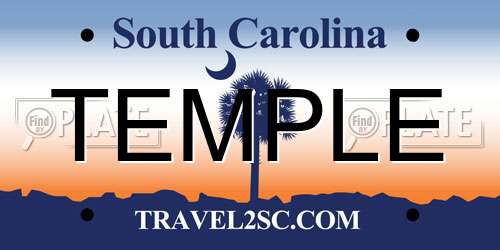 TEMPLE South Carolina License Plate