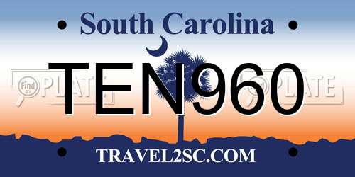 TEN960 South Carolina License Plate