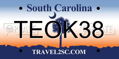 TEOK38 South Carolina License Plate